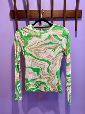 AFRM mesh shirt neon green swirl M nuuly